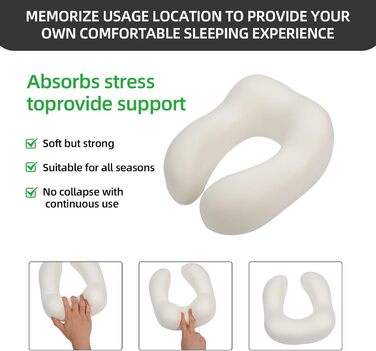 Подушка для шиї HydroAurum, подушка для подорожей, подушка для шиї з піною з пам'яті для літака, ергономічна підтримка шиї, 360° комфорт для літака, авто та поїзда, портативна U-подібна подушка з пральною наволочкою та темно-сірий колір, піна з пам'яті