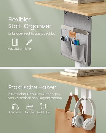 VASAGLE Electric Height Adjustable Desk - 60x120cm, Memory Function, Wood & Steel Frame