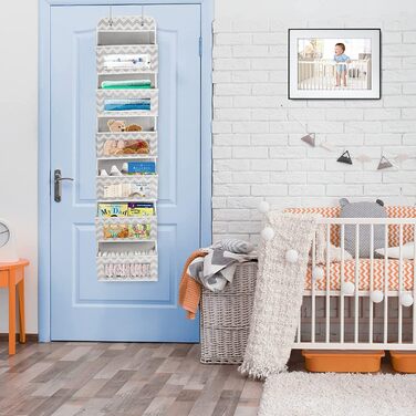 Органайзер для підвішування з 5 прозорими кишенями, 2 гачками, для шафи, ванної, дитячої кімнати, вітальні, спальні (Zickzack)