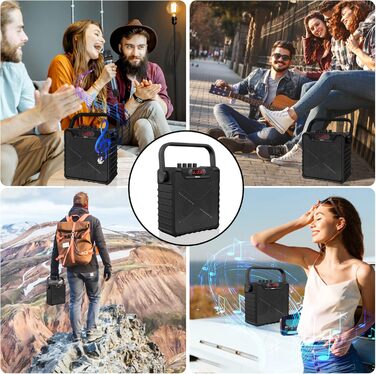 Портативна караоке-машина з 2 UHF мікрофонами, Bluetooth, підсилювач басів для дітей та дорослих, PA-система