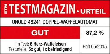 UNOLD 48241 Вафельниця серцеподібна, 1200 Вт, регулювання температури, антипригарне покриття, піддон для тіста, ізольовані ручки