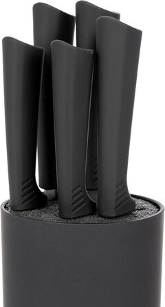 Набір ножів Karl Hausmann 5 предметів: набір ножів та підставка - кухонні ножі з нержавіючої сталі, чорний