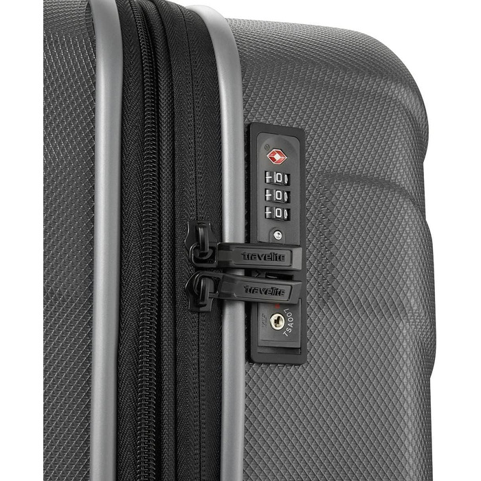 Жорсткий валізний набір Travelite VECTOR 55 см, 40 л, 4-колісний ручний багаж із TSA-замком, відповідає IATA, антрацит, червоний, стильний дизайн