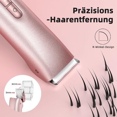 Електричний пристрій для видалення волосся Lady Shaver 2-в-1: електробритва та тример для бікіні. Безболісне видалення волосся для обличчя, тіла, ніг, рук та зони бікіні. IPX7 водонепроникний, рожевий колір.