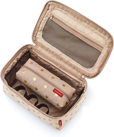 Подарунковий набір косметичок reisenthel Beautycase: косметичка та прямокутна сумка Metallic Dots Coffee (17x18x17 см та 21x8x4 см)