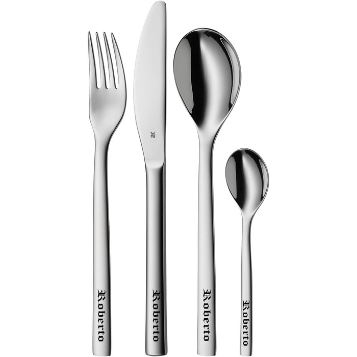 WMF Cutlery Set Nuova with Engraving as Desired, 4-Piece Stainless Steel with Box, NEW