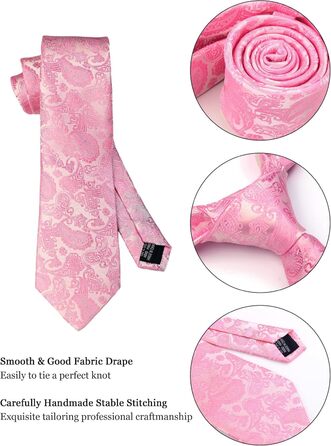 Набір краваток, нагрудних хустинок та затискачів для краваток Paisley: елегантний подарунковий набір для чоловіків (рожевий)