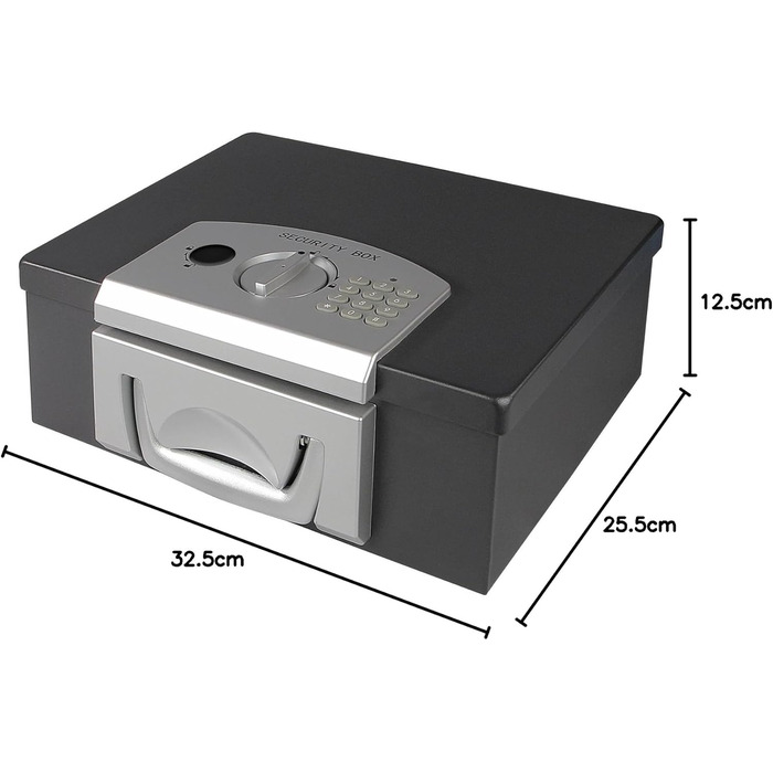 Сейф для документів HMF 1006-02 з електронним замком | 32,5 x 25,5 x 12,5 см | DIN A4 | Чорний