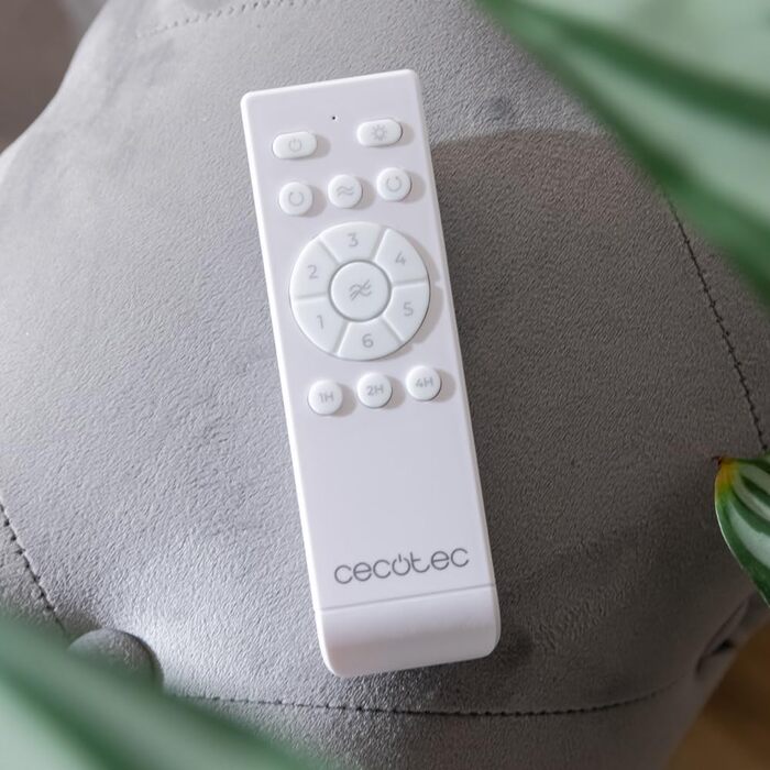 Стельовий вентилятор Cecotec EnergySilence Aero 5280 LightWood з LED підсвіткою 18W, 132 см, DC мотор, пульт, таймер, режими зима/літо, білий/дерево