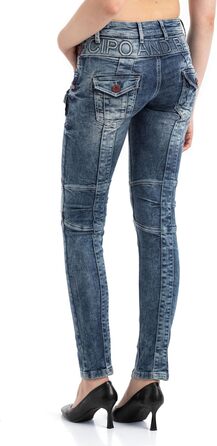 Джинси жіночі Cipo & Baxx з ефектом потертості та дір, блакитні 30W/32L