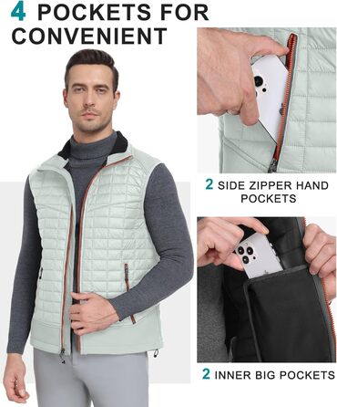 Little Donkey Andy Легка пухова жилетка для чоловіків, тепла безрукавка, Outdoor-куртка для походів, подорожей та бігу (XL, світло-сірий)