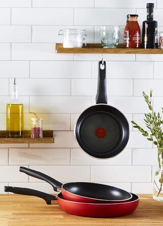 Набір антипригарних сковорід Lagostina Cucina Mediterranea з алюмінієвого сплаву, пластикова ручка, чорний і червоний, 21/24/28 см