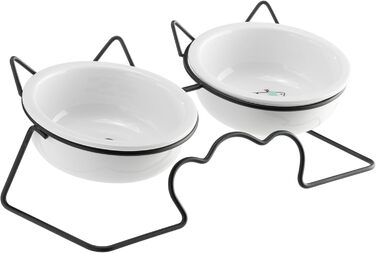 Набір мисок для тварин Navaris (2 шт.) - миски для котів та собак, кераміка, 350 мл, білий/чорний