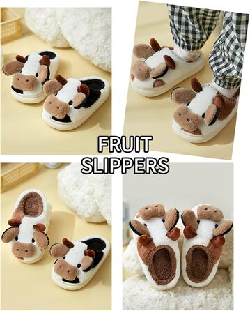 Тапочки-корови для дому: плюшеві, теплі, унісекс, 40/41 EU (колір: кава)