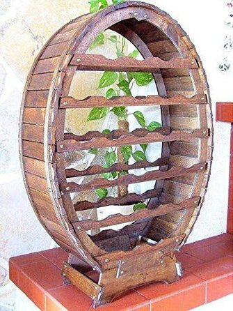 DanDiBo Wine Rack Barrel for 24 Bottles, Brown Stained, Bar Bottle Stand Barrel Bottle Holder Bottle Shelf