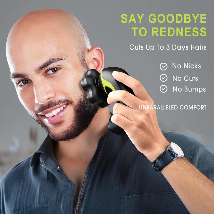 Електричний голєва машина 7D для чоловіків з LED-дисплеєм, IPX7 водонепроникність, USB-C зарядка