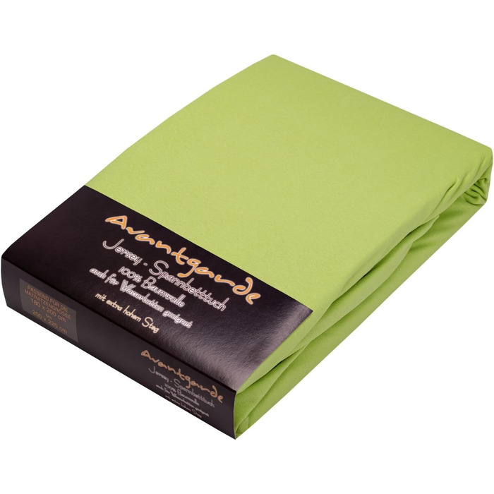 AVANTGARDE Fitted Sheet 140x200cm - 160x220 cm - also suitable for box spring bed & waterbed Premium fitted sheet 100% cotton jersey - approx. 170g/m² - high rib - ÖKO TEX (08 Light Green)