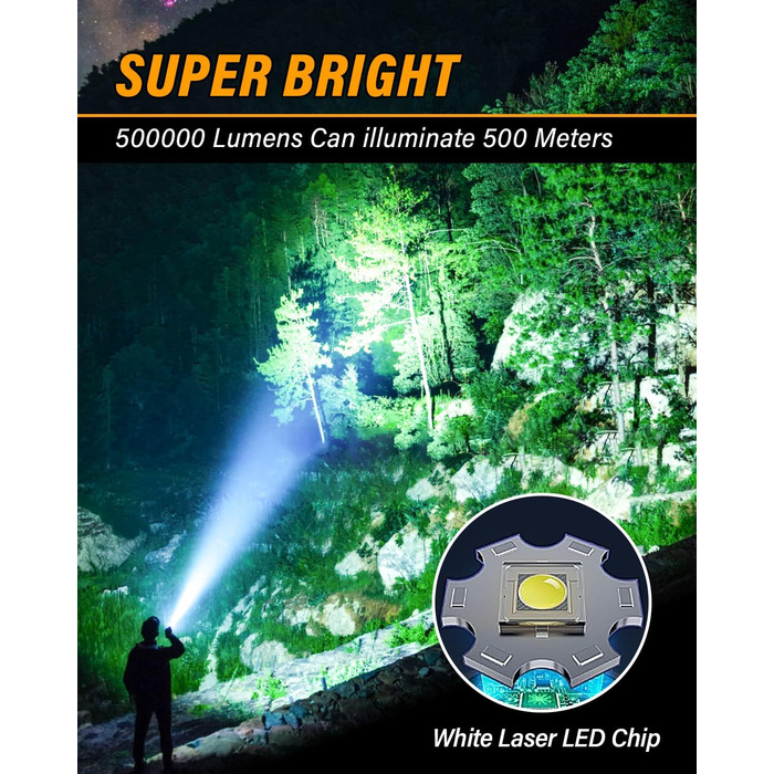 Ліхтар LED XHM 70.2, 500000 Люмен, USB-зарядка, IP67, 5 режимів, AK-01