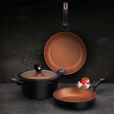 Набір каструль та сковорідок Starke Pro Dark Copper (10 предметів) для індукційних та газових плит