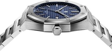 Годинник SAPPHERO чоловічий водостійкий 30M з нержавіючої сталі, восьмигранний, кварцовий, з японським механізмом, бізнес-стиль, з датою, срібно-блакитний