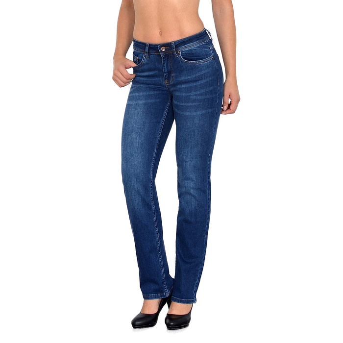 Джинси жіночі ESRA Straight Jeans з еластичного деніму, висока талія, прямі, великі розміри до 44