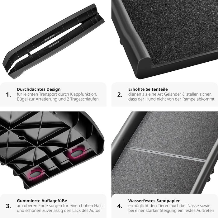 Рампа для собак Tectake®: складна, неслизька, до 90 кг, захист багажника, для авто, ліжка, дивану та сходів