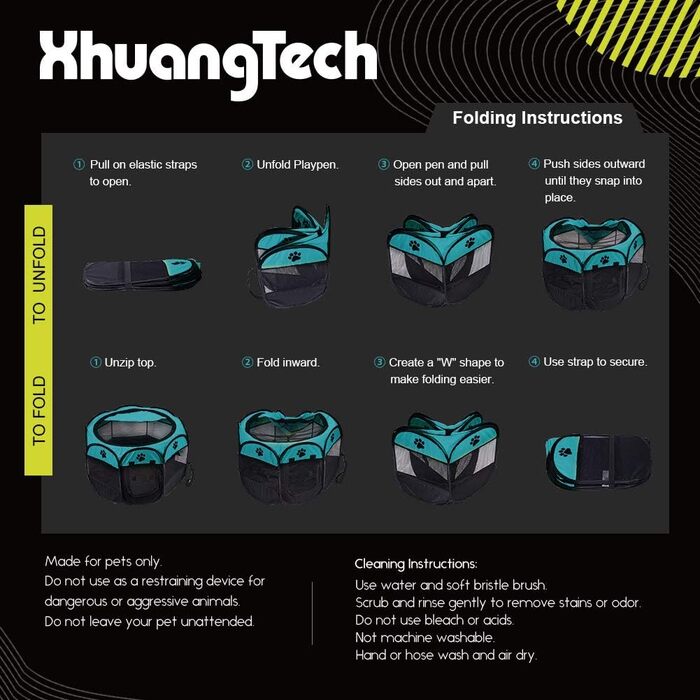 Клітка-манеж для собак та котів XianghuangTechnology, м'яка тканина, портативна, складана, діаметр 78,9 см x висота 58,9 см, блакитна