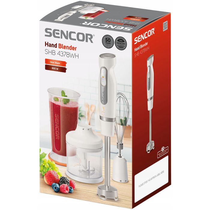 Занурювальний блендер Sencor SHB 4378WH, 800 Вт, білий