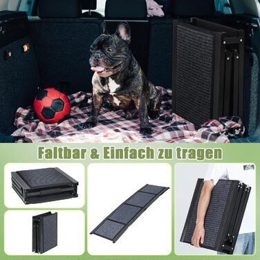 Рампа для собак SMONTER 180 см, автоскладана, з високоякісним покриттям, для легкових, вантажних автомобілів та SUV. Підходить для великих та середніх собак, чорного кольору.