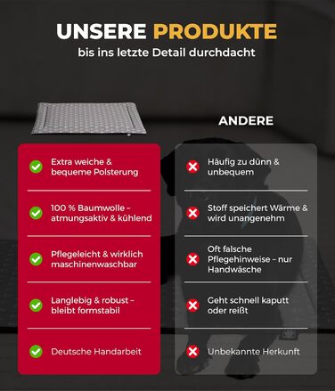 Літня подушка для собак HS-Hundebett® з бавовни з наповнювачем та антиковзким покриттям XS – М'яка подушка для собак на літо – Пральна та довговічна – Легка літня подушка для собак – Виготовлено в Німеччині (Акор, 75x115 см)