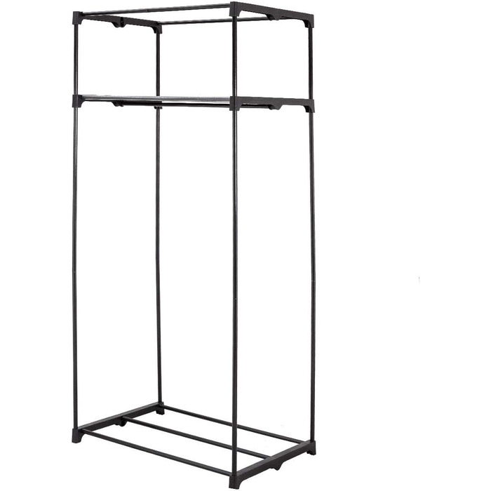 COSTWAY Wardrobe Fabric, Fabric Closet with Clothes Rod & Shelf, Fabric Clothes Closet, Folding Closet, Textile Closet for Living Room, Bedroom, Basement, 74 x 50 x 172 cm (Grey)