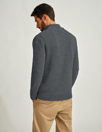 Чоловіча в'язана жилетка-ветровка PJ PAUL JONE з коміром-стійкою та блискавкою, зимова модель, колір блакитно-сірий (S)