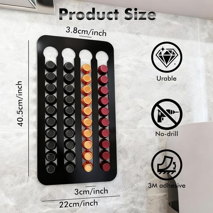 Тримач для капсул Nespresso Original, органайзер для 40 капсул, магнітний, без свердління