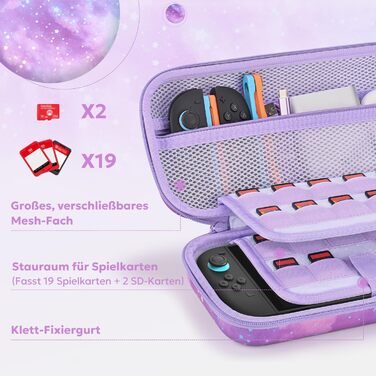 Чохол для Nintendo Switch 2 innoAura Switch 2 Tasche, фіолетовий (Galaxy Lila Violett), водовідштовхувальний, з амортизацією, відділенням для AirTag та великою сітчастою кишенею