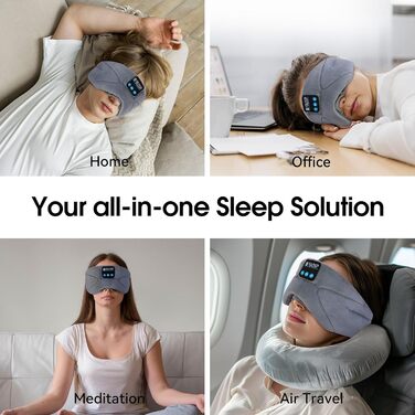 Маска для сну для тих, хто спить на боці з Bluetooth навушниками. 100% непрозора маска для очей, ультрам'яка, для подорожей, сну, йоги, медитації. Чорний колір, 1 шт.
