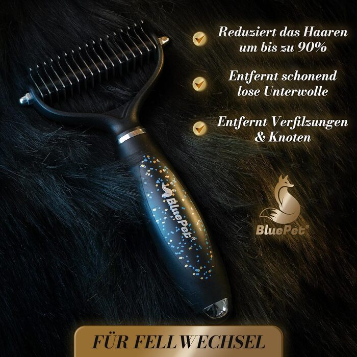 Щітка для собак та котів з довгим волоссям BluePet UnterwollToll: видаляє підшерстя та ковтуни, захищає верхній шар, для собак великих порід (M-L), LIMITED EDITION