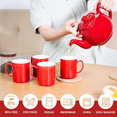 Керамічний чайник Urban Lifestyle LIVERPOOL з ситечком із нержавіючої сталі, 1.1 л, червоний