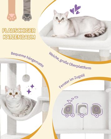 Великий котячий будиночок-крісло з когтеточками, 170 см, MS17018LG (XXL, кремово-білий)