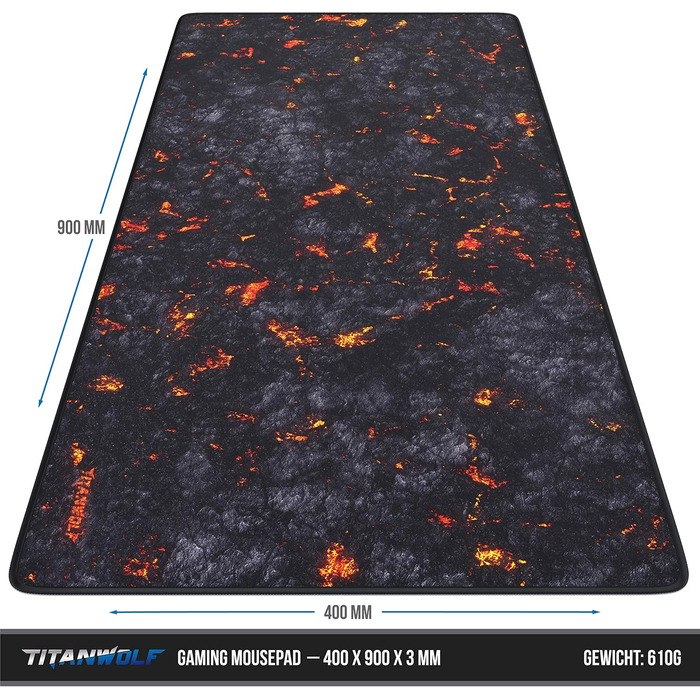 Килимок для миші TITANWOLF Lava 900x400 мм - XXL, великий, покращена точність та швидкість