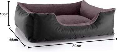 Ліжко для собак BedDog Teddy, зручне диван-ліжко з Cordura та мікрофібри, чорно-коричневе, розмір L, 80 x 65 x 18 см