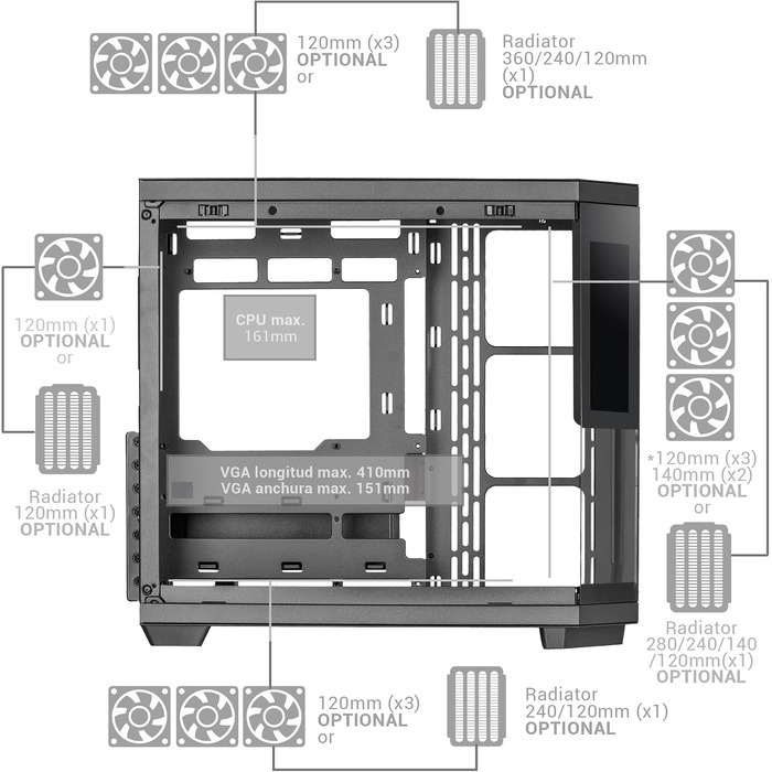 Корпус для ПК Mars Gaming MC-U3 ATX XL, білий, 3 ARGB вентилятори 120мм, загартоване скло, LCD-дисплей (MC-3T CORE LCD)