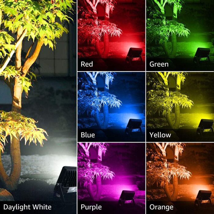 LED прожектор Lepro 50 Вт RGB з RF-пультом, набір 2 шт, водонепроникний IP65, з функцією пам’яті, диміруванням, кольорова зовнішня лампа для саду, вечірок, готелів