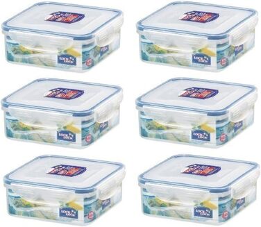Lock & Lock HPL823 Food Storage Container, Square, 870 ml, 6 Pieces
