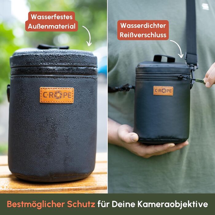 Водонепроникний чохол для об'єктива C-Rope з водонепроникною блискавкою - захисний мішечок для камери - преміум чохол для об'єктива - XS