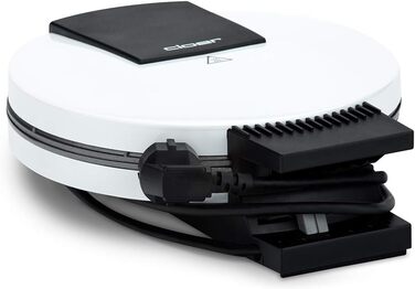 Вафельниця Cloer 1200 Вт для класичних вафель XXL, 19,5 см, сталева, біла, без сигналу