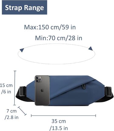 Чоловіча/Жіноча бананка з PU шкіри, водонепроникна, для спорту, подорожей, бігу, трекінгу, стильна темно-зелена (темно-синя, велика)