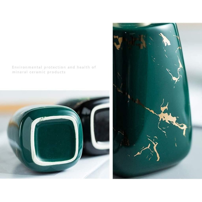 Керамічний дозатор для мила FülleMore, 350 мл, наповнюваний, золото, мармур, для кухні та ванної кімнати