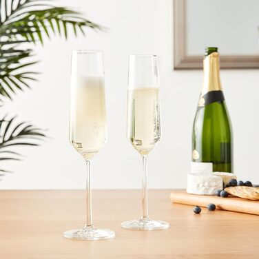 Schott Zwiesel 0026.112941 Tritan Crystal Glass Stemware Pure Collection Champagne Flute with Bubbly Spout, 200 ml, 2 Pieces, Transparent