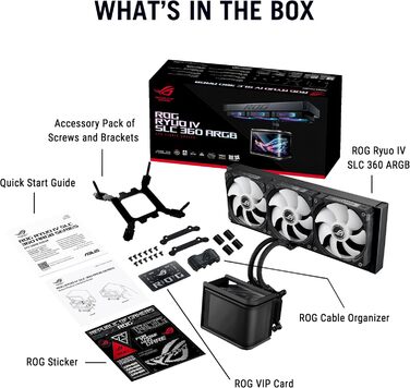 ASUS ROG Ryuo IV 240 ARGB - Система водяного охолодження для CPU (2 вентилятори, RGB, 400 мм трубки, Intel LGA 1851/1700/1200, AMD AM5)