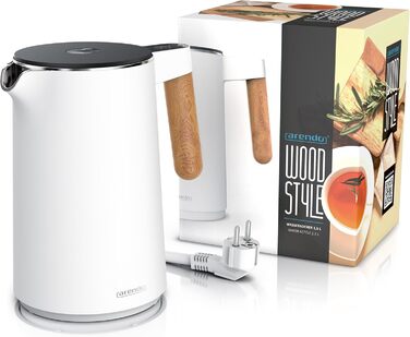 Arendo - Stainless Steel Kettle with Temperature Setting - 45°C-100°C - 1.5 Liter - Double-Walled - BPA Free - Keep Warm Function - Tea Kettle with Temperature Indicator - Cool Touch Handle - Matte White